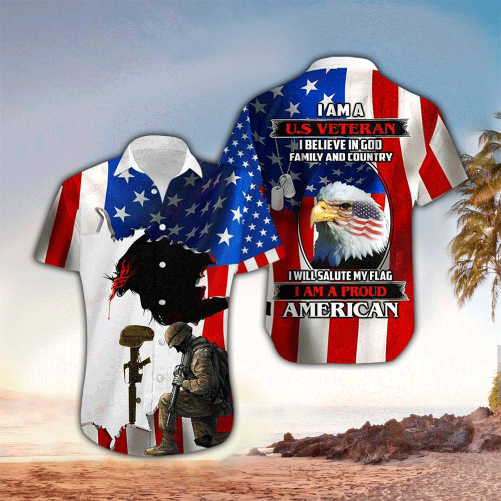 I Am Veteran Eagle Soldier All Over Printed Hawaiian Shirt