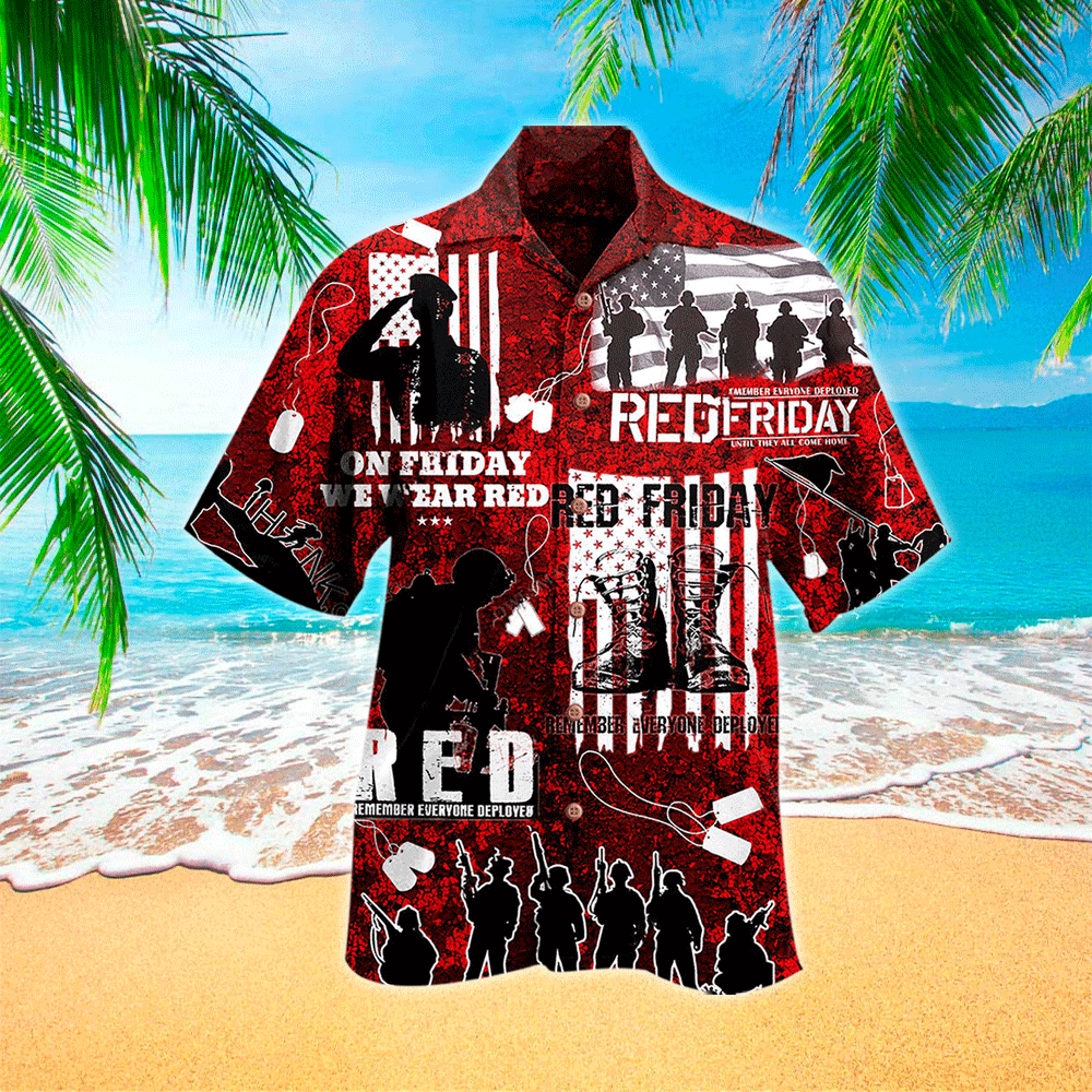 Veteran On Friday We Wear Red Hawaiian Shirt
