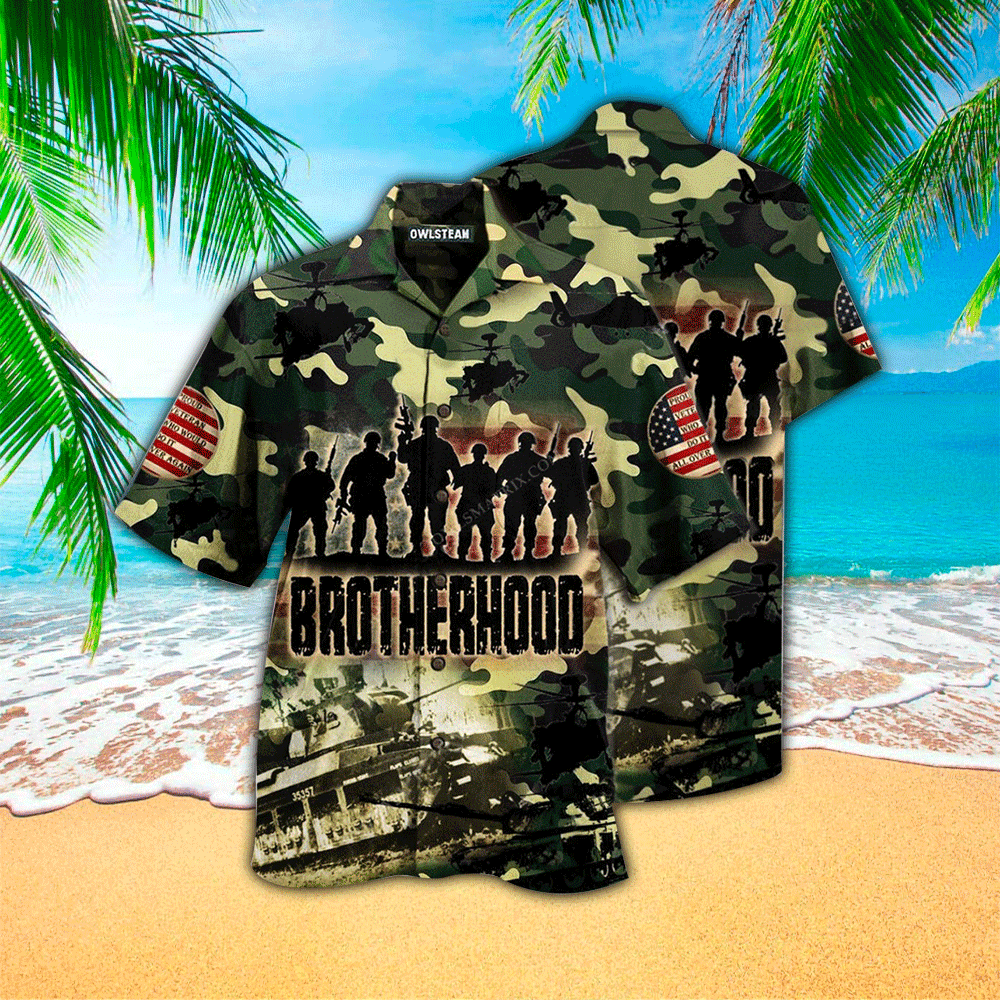 Veteran Brotherhood Camouflage Printed Hawaiian Shirt