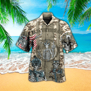 U.S. Veteran Skull Printed Hawaiian Shirt