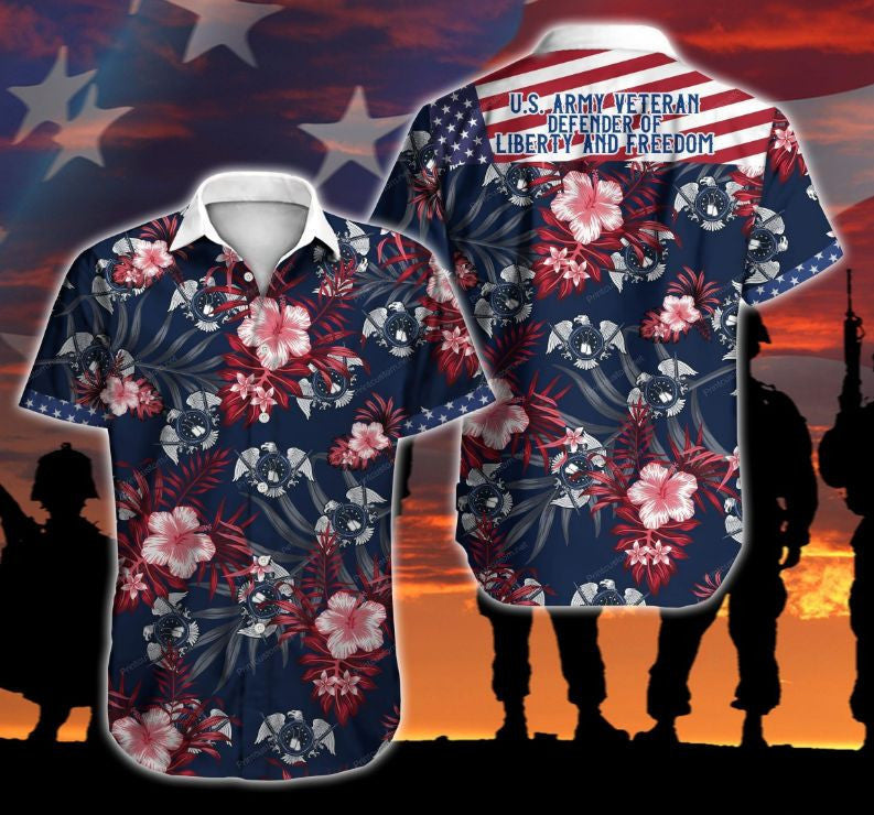 Us Army Veteran Defender Of Liberty And Freedom Hawaiian Shirt