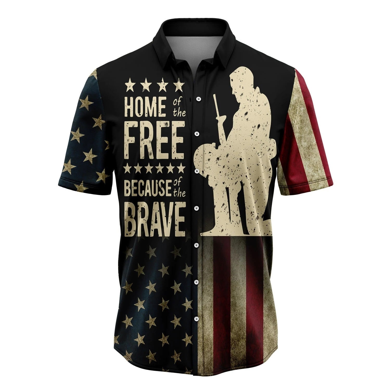 Father'S Day Home Of The Free Soldier Veteran Hawaiian Shirt