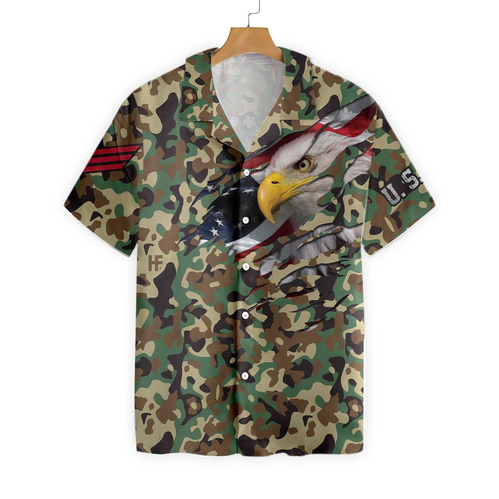 Veteran Proud Us Woodland Camouflage Hawaiian Shirt