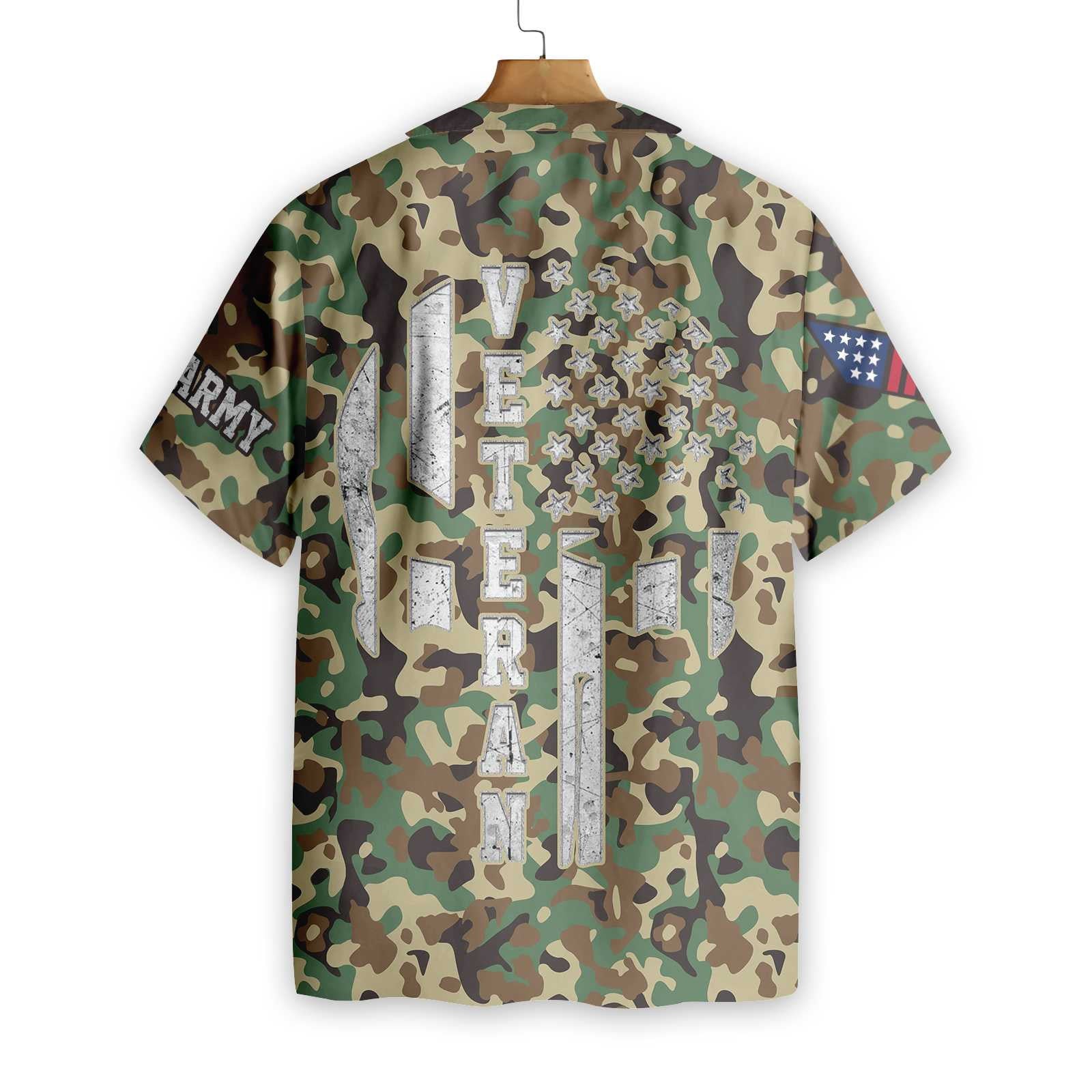 Veteran Proud Us Woodland Camouflage Hawaiian Shirt