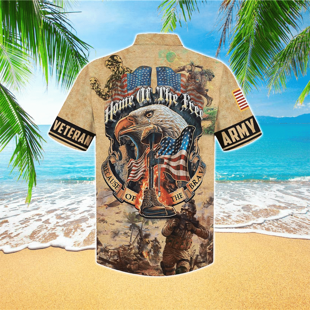 Army Veteran Eagle Home Of The Free Us Military Hawaiian Shirt