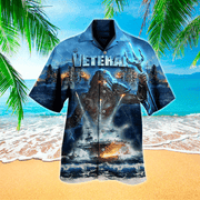 Veteran And Ocean Us Military Printed Hawaiian Shirt