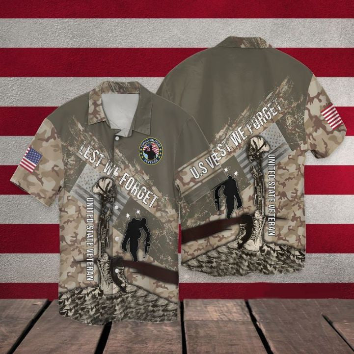 4Th Of July Independence Day Memorial Day Lest We Forget United State Veteran Hawaiian Shirt