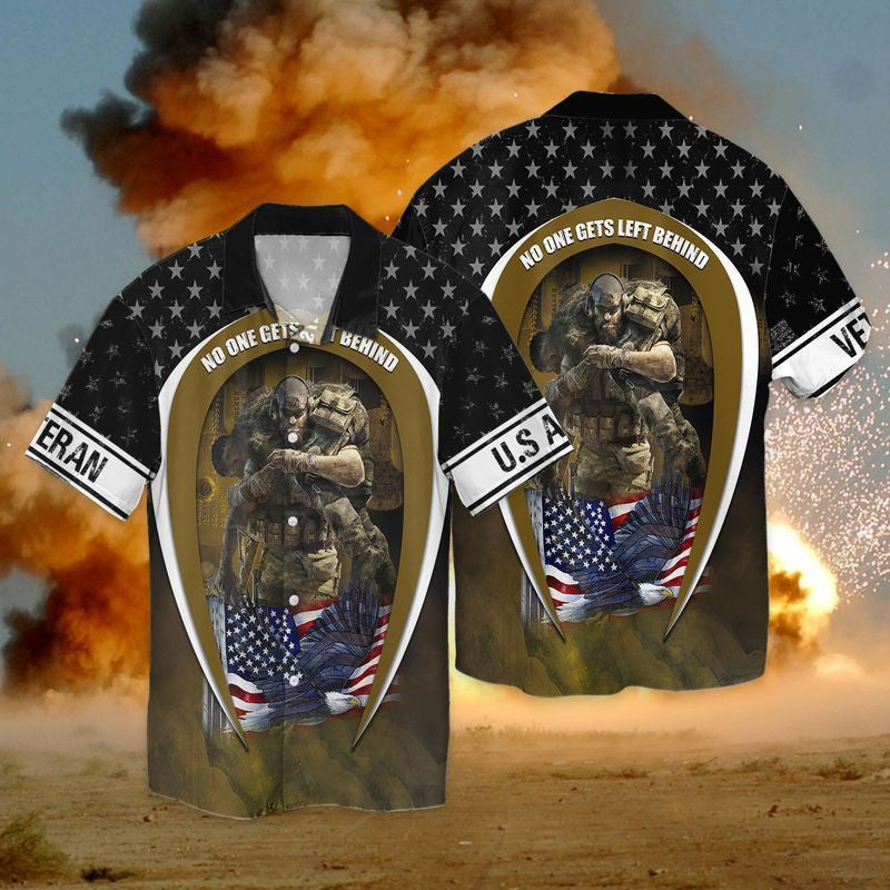 4Th Of July Independence Day Memorial Day American Veteran No One Gets Left Behind Hawaiian Shirt