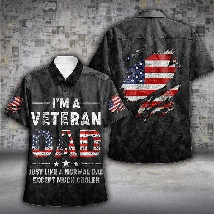 Veteran Dad I Am A Veteran Dad Us Military Black Hawaiian Shirt