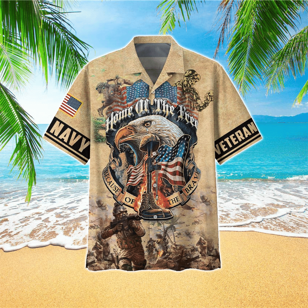 Navy Veteran Eagle Retro Style Military Hawaiian Shirt