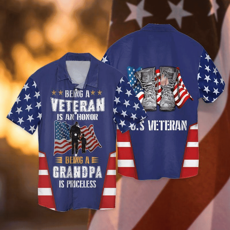 Father'S Day Being A Veteran Is An Honor Us Veteran Military Hawaiian Shirt