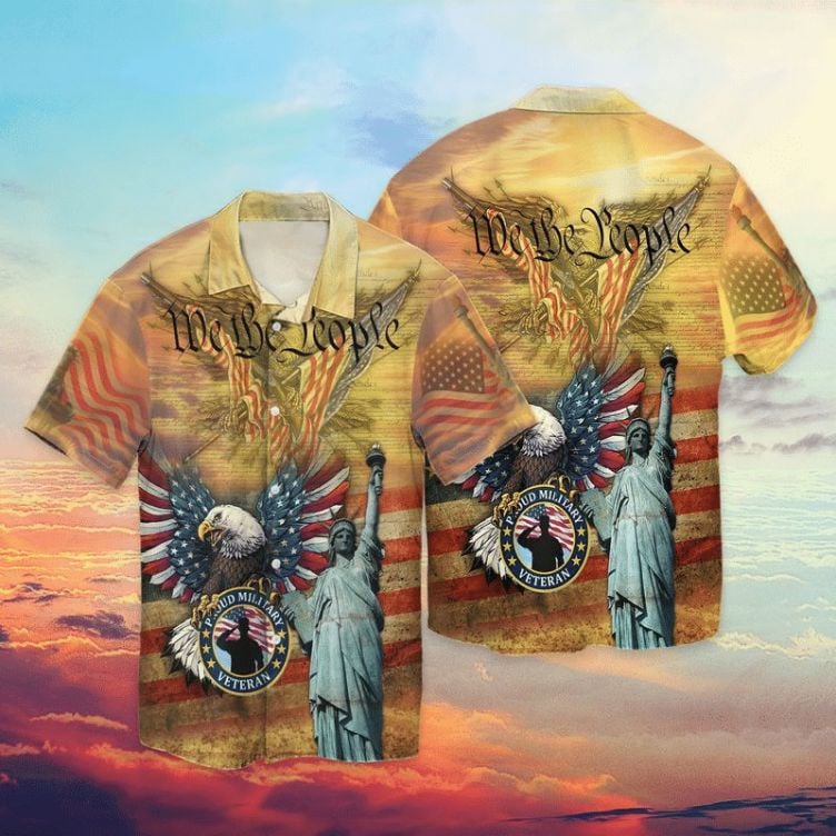 Momerial Day Me The People Proud Military Veteran American Flag Eagle Hawaiian Shirt