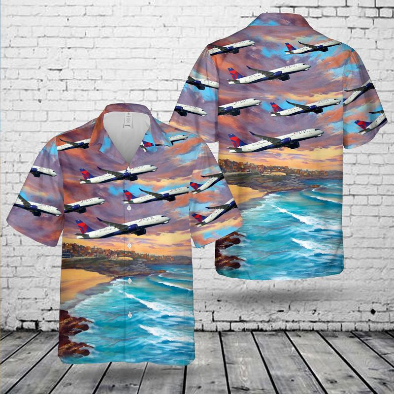 Delta Air Lines Airbus A220-300 Hawaiian Shirt, Hawaiian Shirt For Men, Dad Husband Veteran