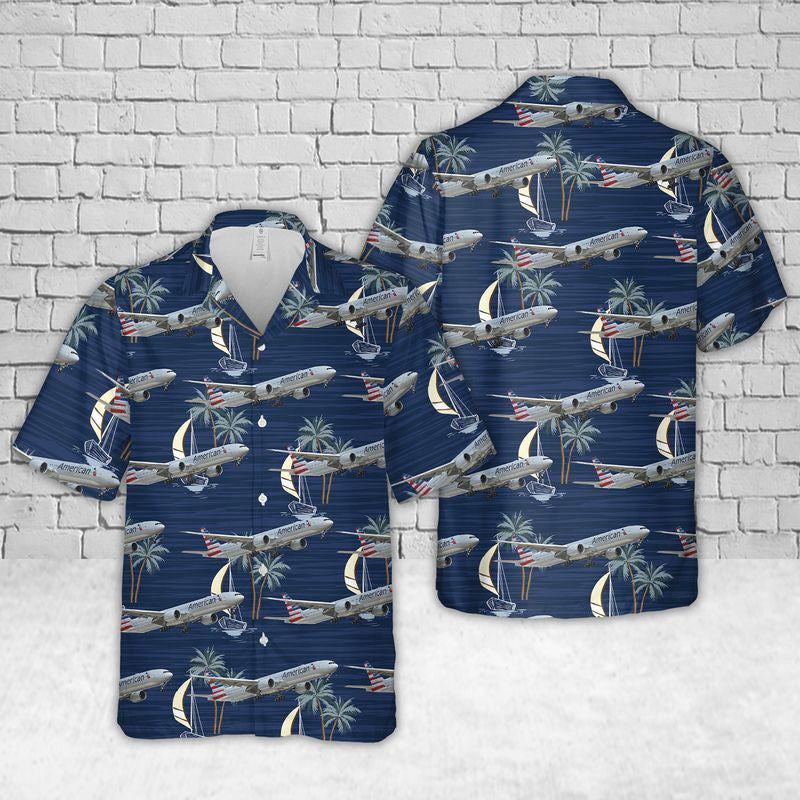 American Airlines Boeing 777-300Er Hawaiian Shirt, Hawaiian Shirt For Men, Dad Husband Veteran