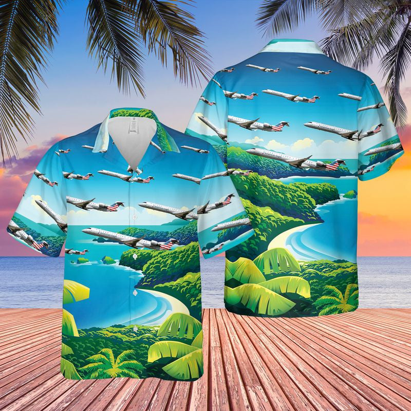 Psa Airlines Bombardier Crj-900Lr Hawaiian Shirt, Hawaiian Shirt For Men, Dad Husband Veteran
