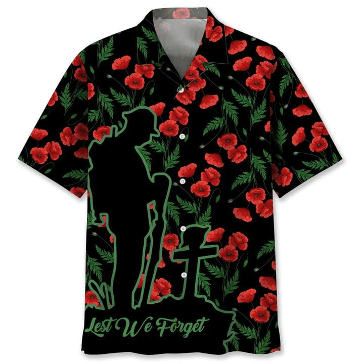Veteran And Cross Poppy Flower Hawaiian Shirt