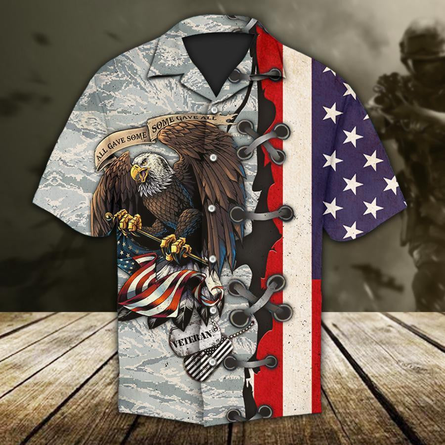 Us Army All Gave Some Some Gave All Eagle With American Flag And Dog Tags Veterans Day Hawaiian Shirt