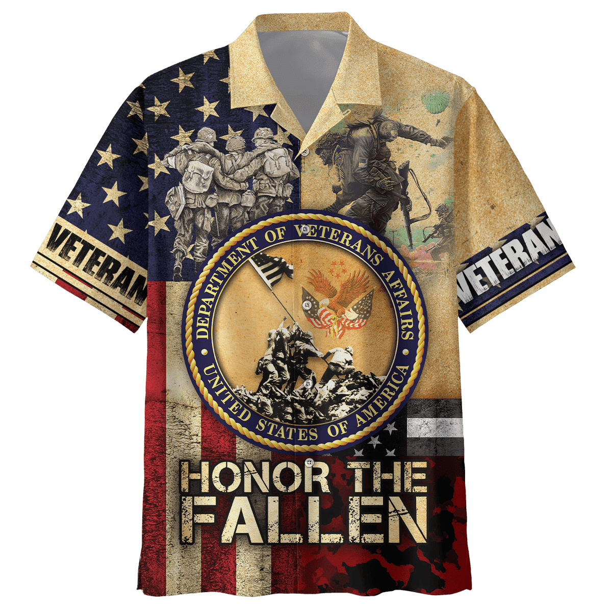 Us Veteran - American Flag Honor The Fallen Unisex Hawaii Shirts