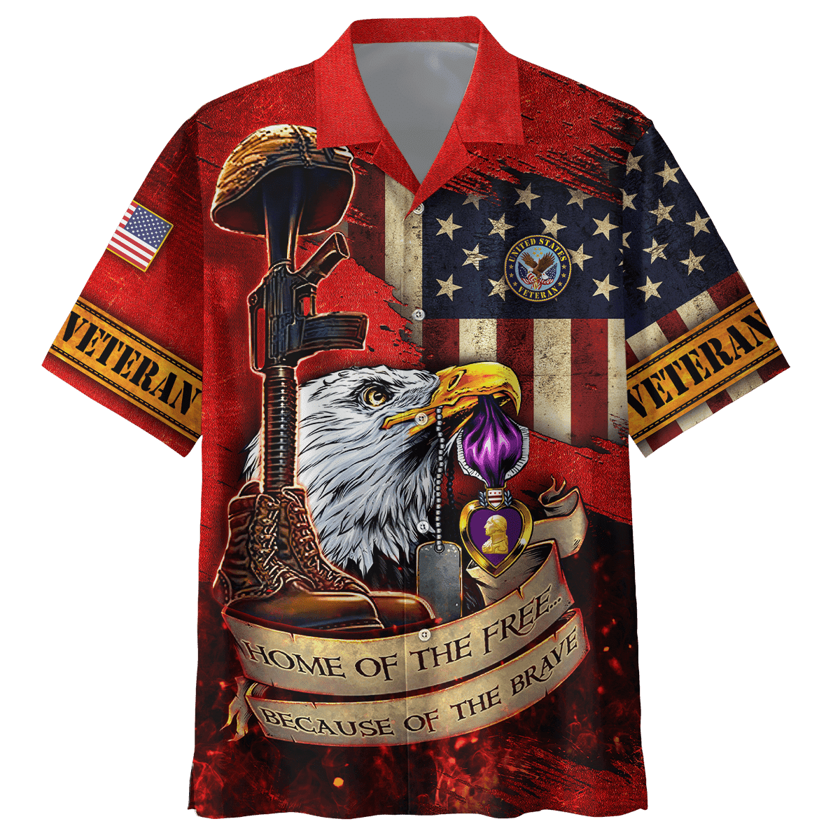 Us Veteran - Home Of The Free 3D All Over Printed Unisex Hawaii Shirts
