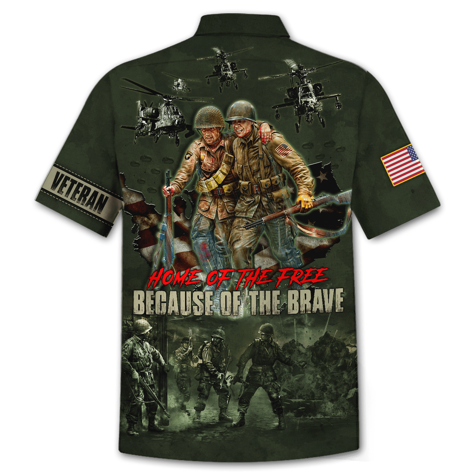 Us Veteran - Home Of The Free Because Of The Brave Unisex Hawaii Shirts