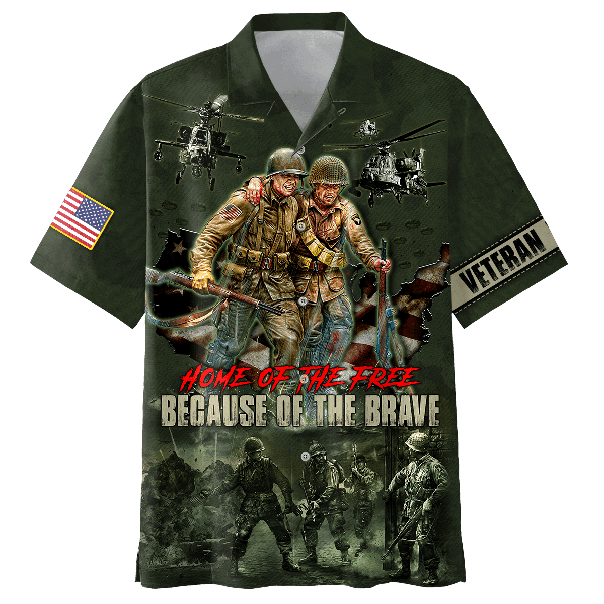 Us Veteran - Home Of The Free Because Of The Brave Unisex Hawaii Shirts