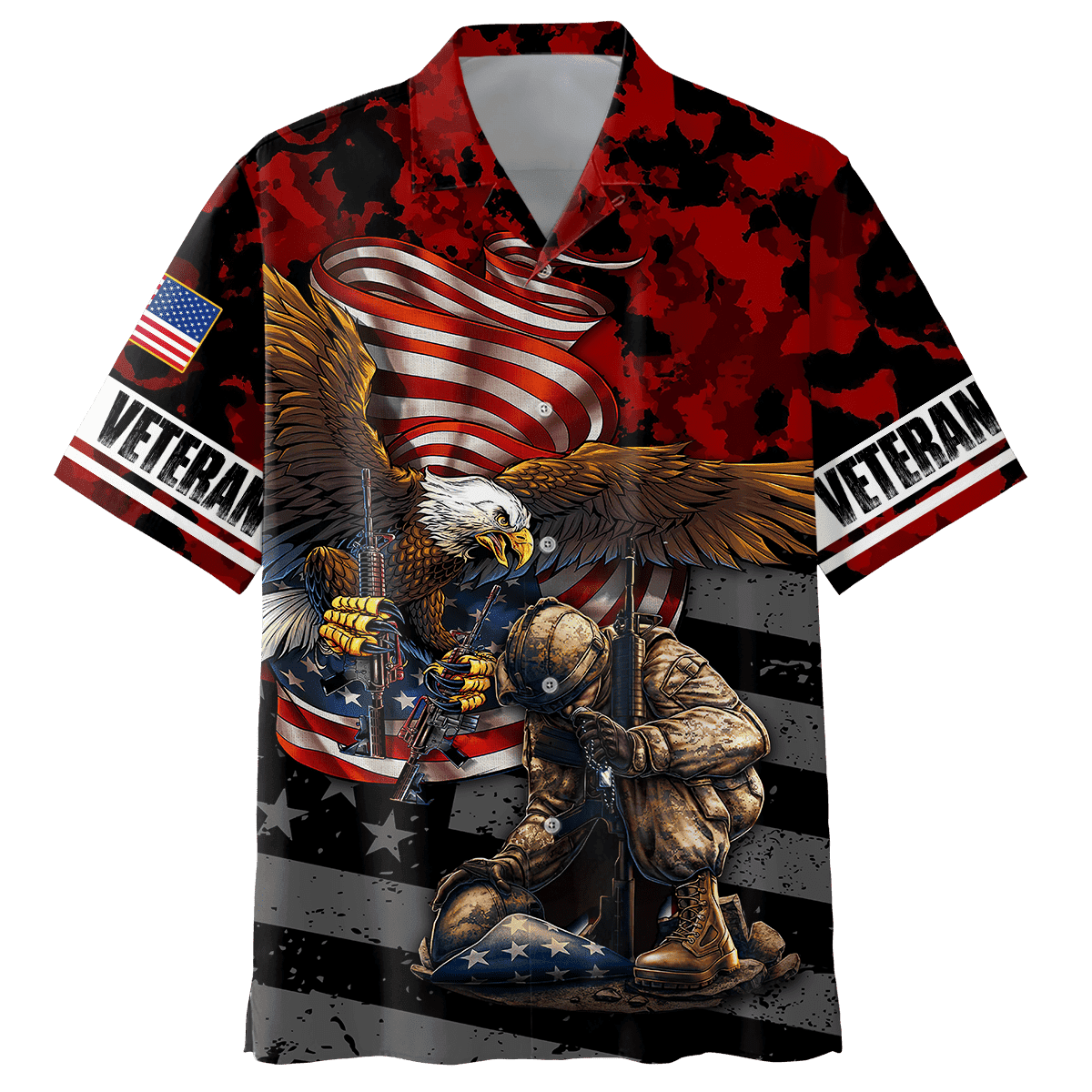 Us Veteran - Eagle With American Flag Unisex Hawaii Shirts