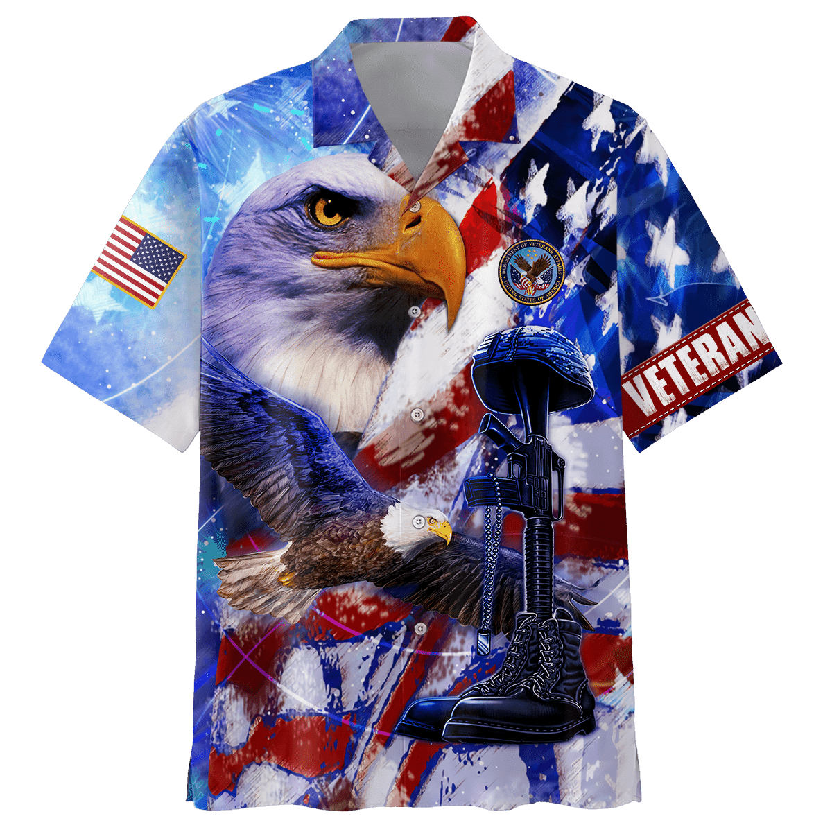Us Veteran - Eagles American Flag Unisex Hawaii Shirts