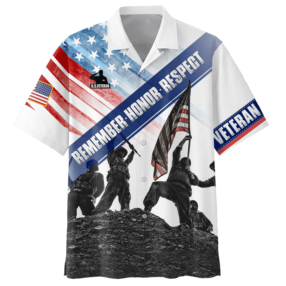 Us Veteran - Remember Honor Respect- Unisex Hawaiian Shirts