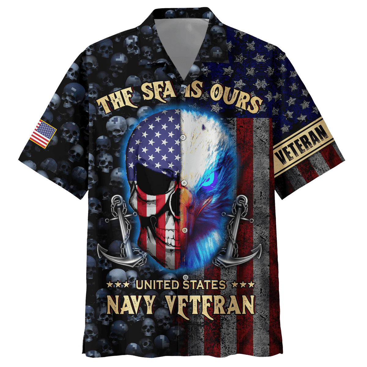 Eagle Us Navy Veteran 3D All Over Printed Unisex Hawaiian Shirts