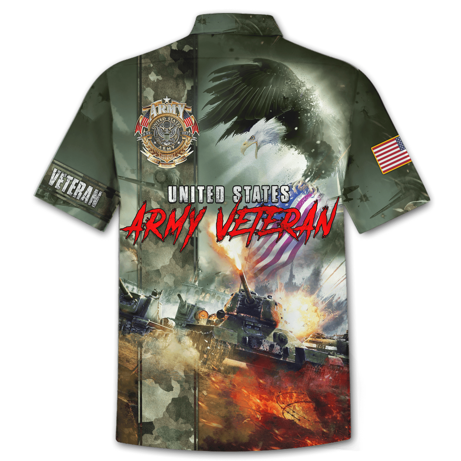 U.S Army Veteran Eagle Unisex Hawaii Shirts-Am