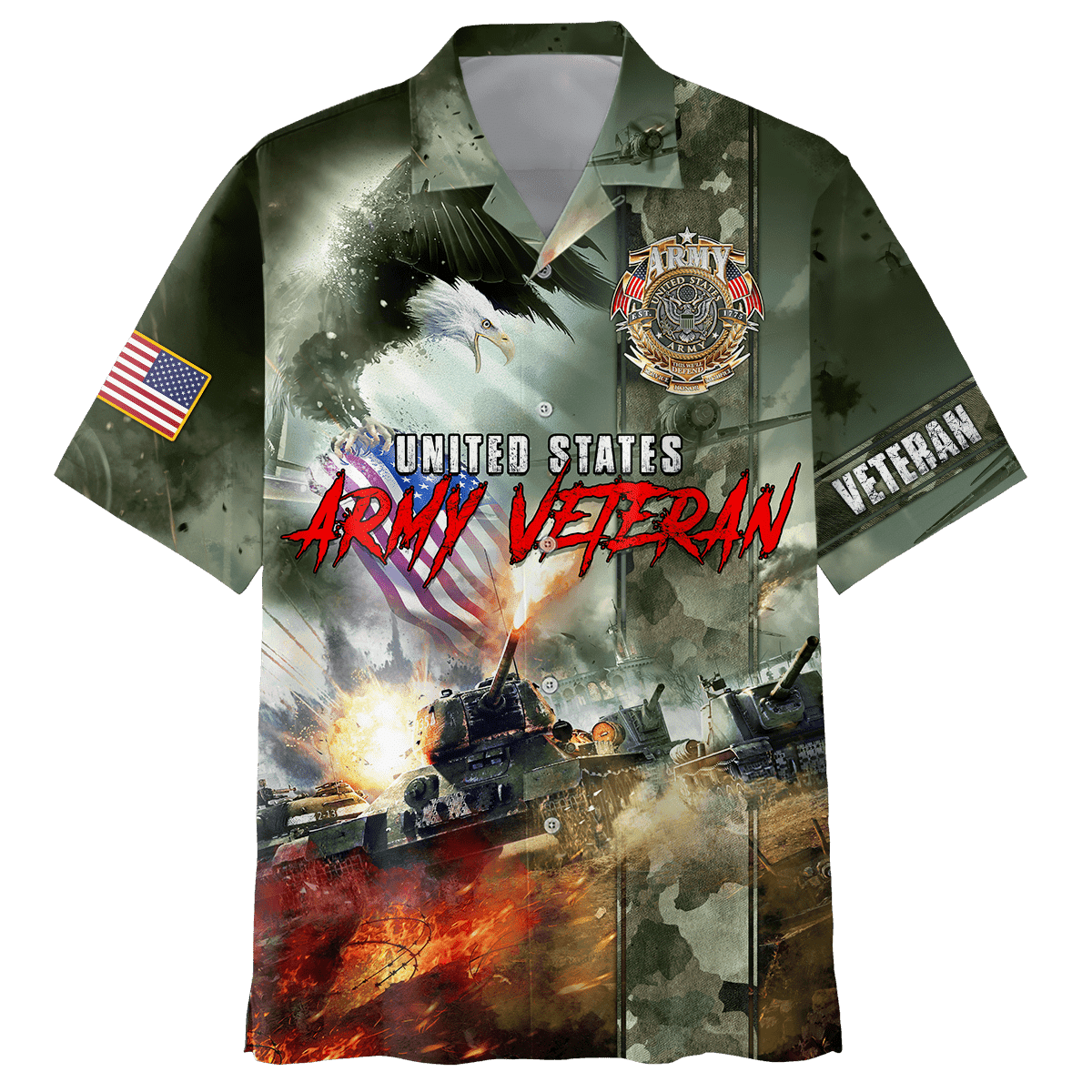 U.S Army Veteran Eagle Unisex Hawaii Shirts-Am