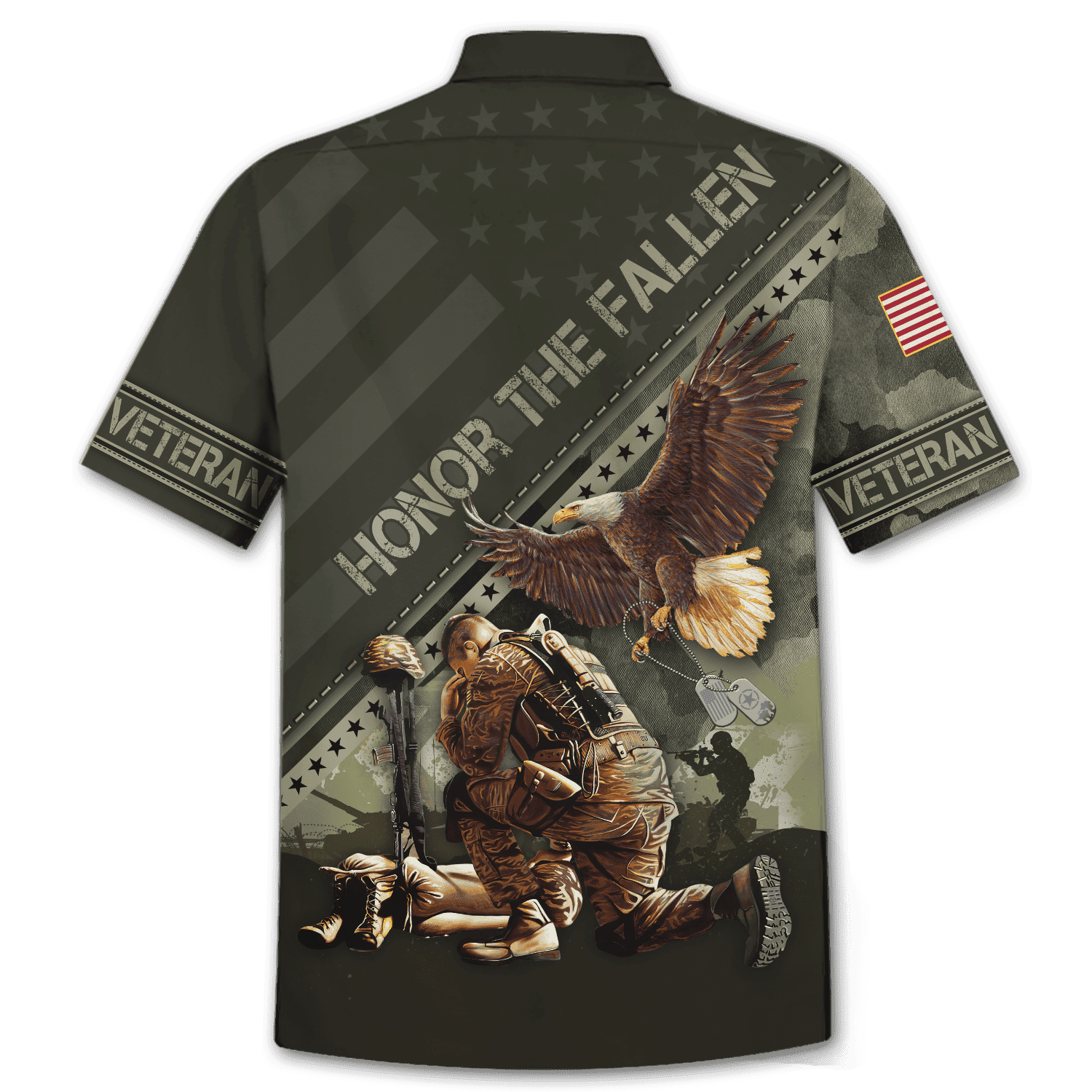 Us Veteran - Eagle Honor The Fallen 3D All Over Printed Unisex Hawaiian Shirts