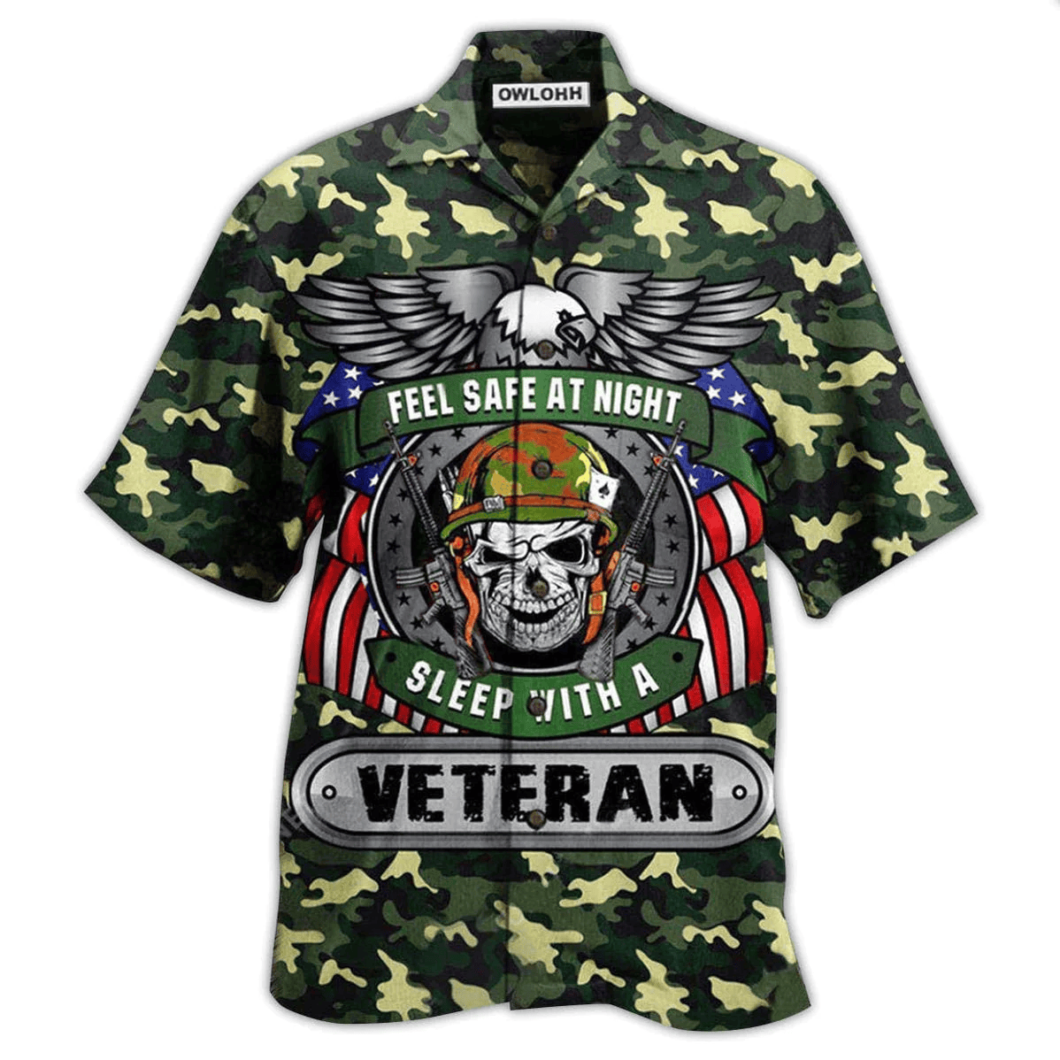 Veteran Feel Safe At Night Sleep With A Veteran Hawaiian Shirt Shirt - Beachwear For Men - Hawaiian Shirts