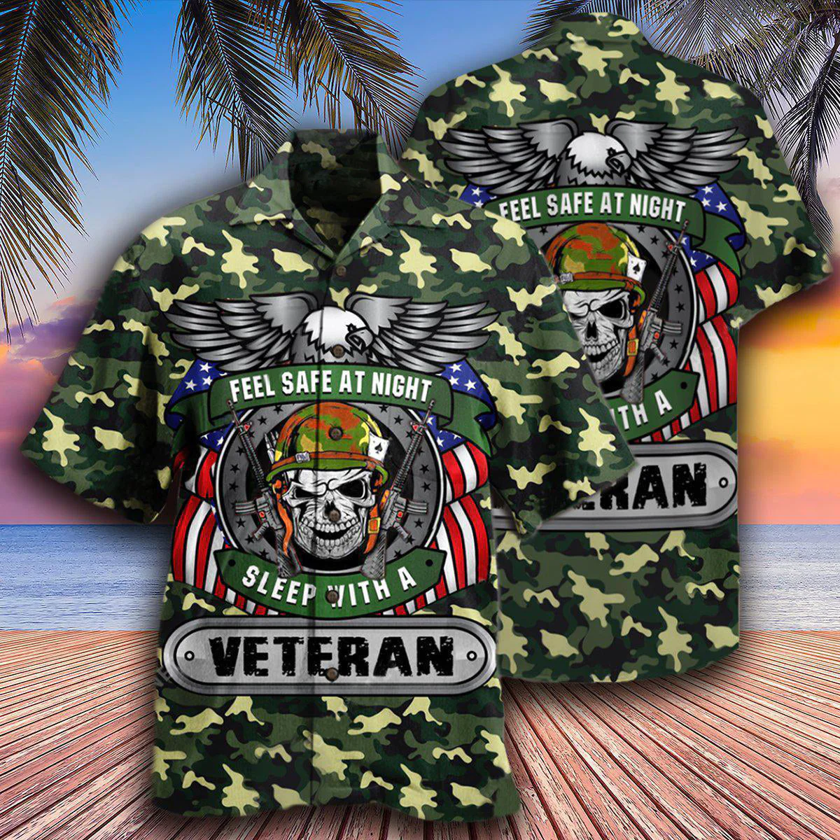 Veteran Feel Safe At Night Sleep With A Veteran Hawaiian Shirt Shirt - Beachwear For Men - Hawaiian Shirts