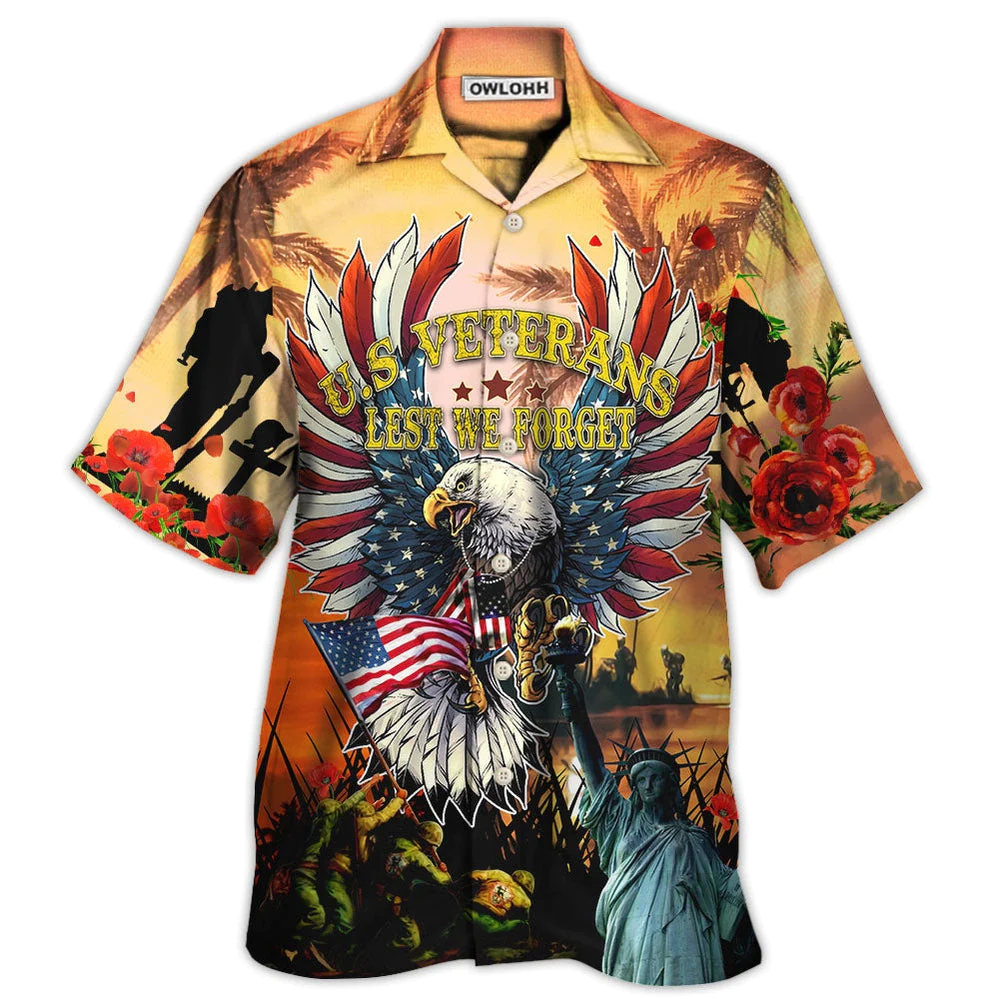 Veteran America Veterans Let We Forget In The Sunset Hawaiian Shirt - Beachwear For Men - Hawaiian Shirts