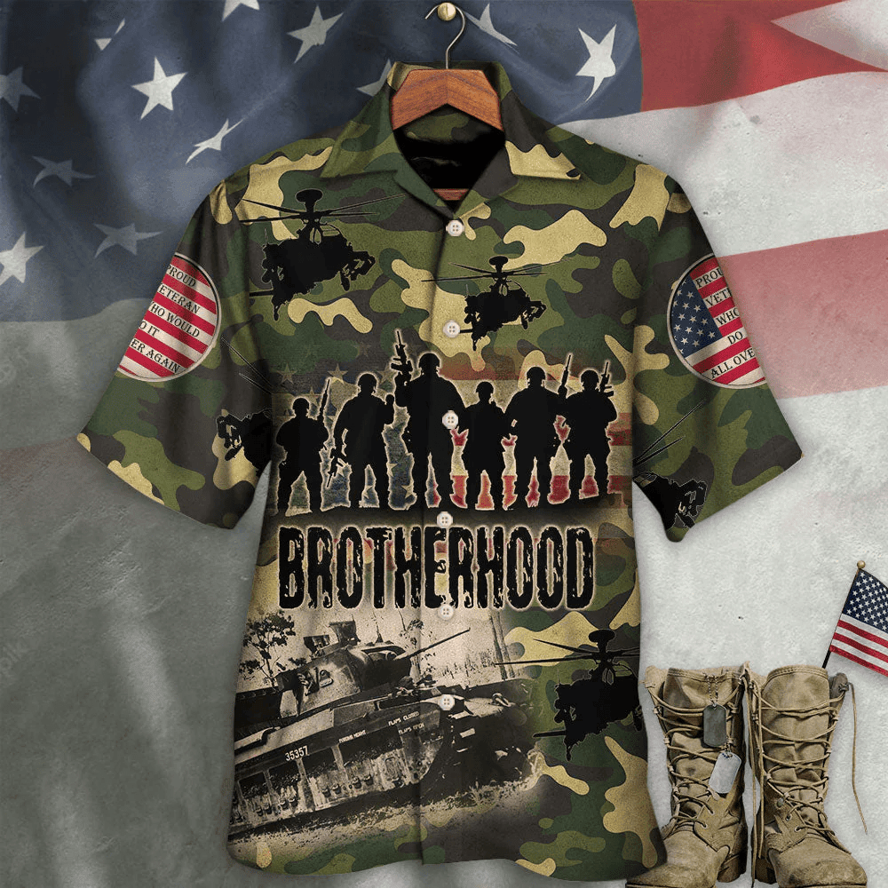 Veteran Thanks For Your Brave Veteran Brotherhood Hawaiian Shirt - Beachwear For Men - Hawaiian Shirts