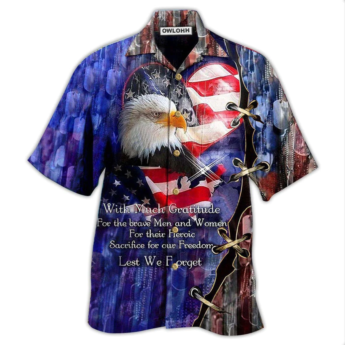 Veteran Thank You Veterans From The Heart With Eagle Hawaiian Shirt - Beachwear For Men - Hawaiian Shirts