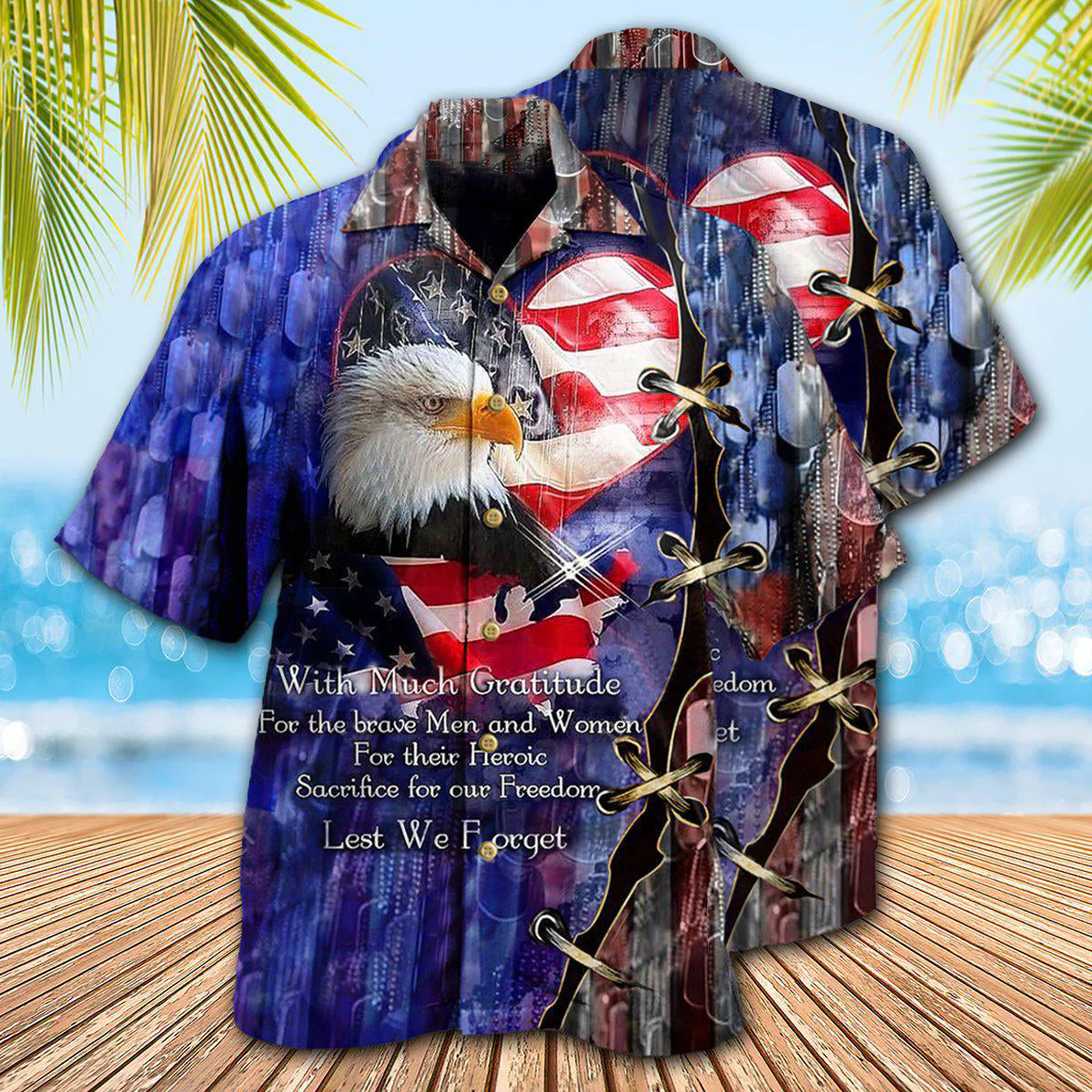 Veteran Thank You Veterans From The Heart With Eagle Hawaiian Shirt - Beachwear For Men - Hawaiian Shirts