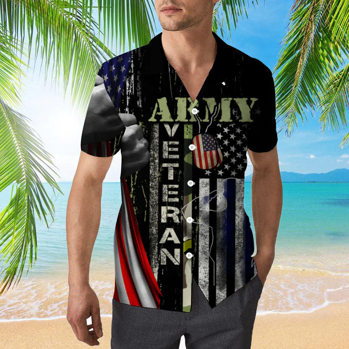 Us Army Veteran Pride Full Printing Veteran American Aloha Hawaiian Shirts - Beachwear For Men - Hawaiian Shirts
