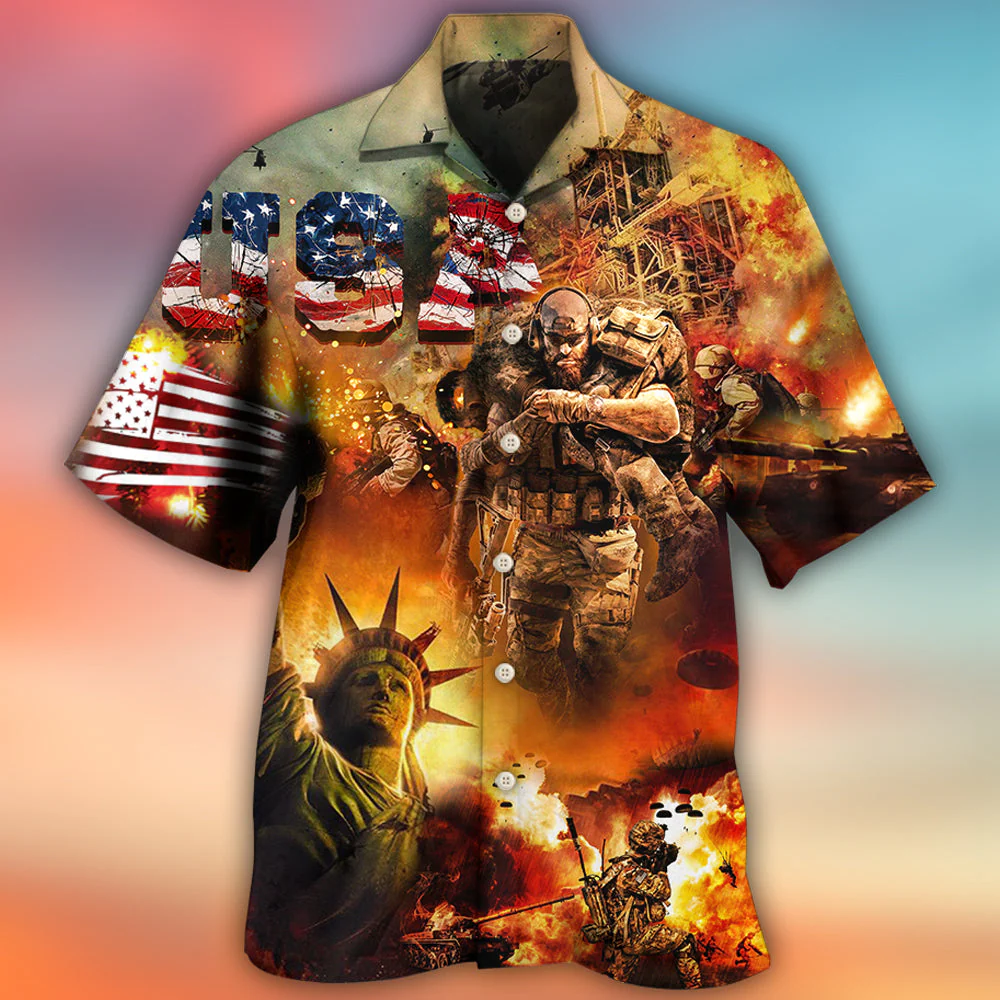 Veteran America Independence Day Veteran Usa Hawaiian Shirt - Beachwear For Men - Hawaiian Shirts