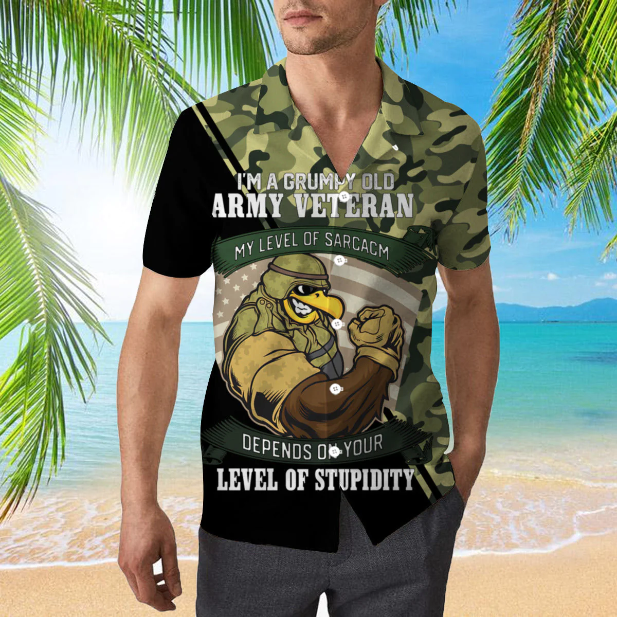 Im A Grumpy Old Army Veteran Aloha Hawaiian Shirts - Gift For A Vetaran - Short Sleeve Hawaiian Shirt