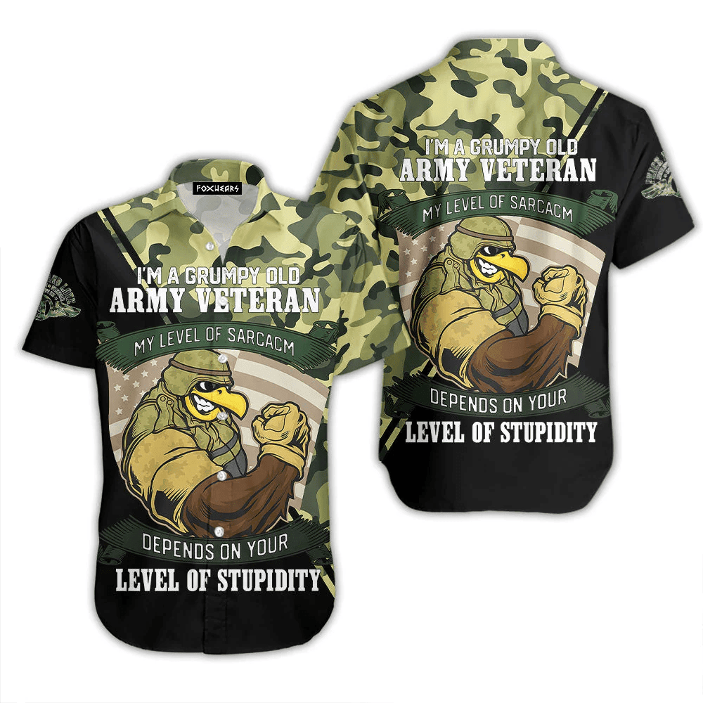 Im A Grumpy Old Army Veteran Aloha Hawaiian Shirts - Gift For A Vetaran - Short Sleeve Hawaiian Shirt