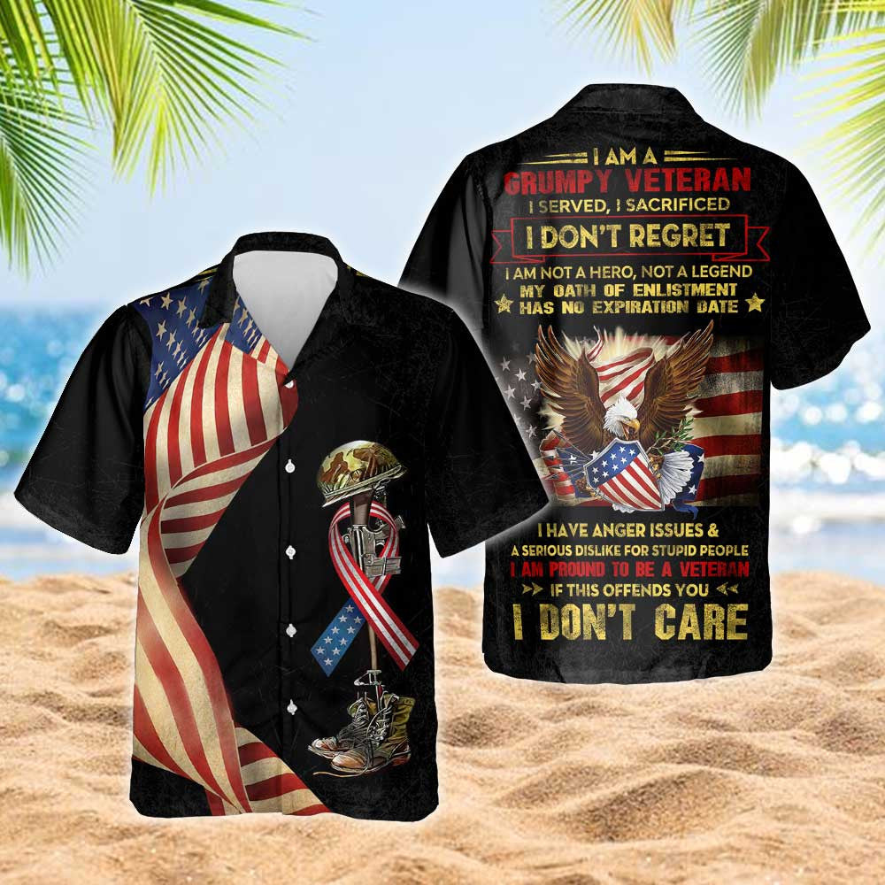 Grumpy Veteran I Served I Sacrificed I Don?T Regret Aloha Hawaiian Shirts - Beachwear For Men - Hawaiian Shirts