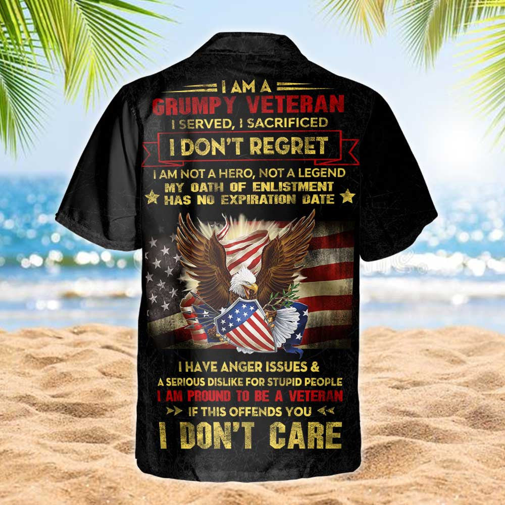 Grumpy Veteran I Served I Sacrificed I Don?T Regret Aloha Hawaiian Shirts - Beachwear For Men - Hawaiian Shirts