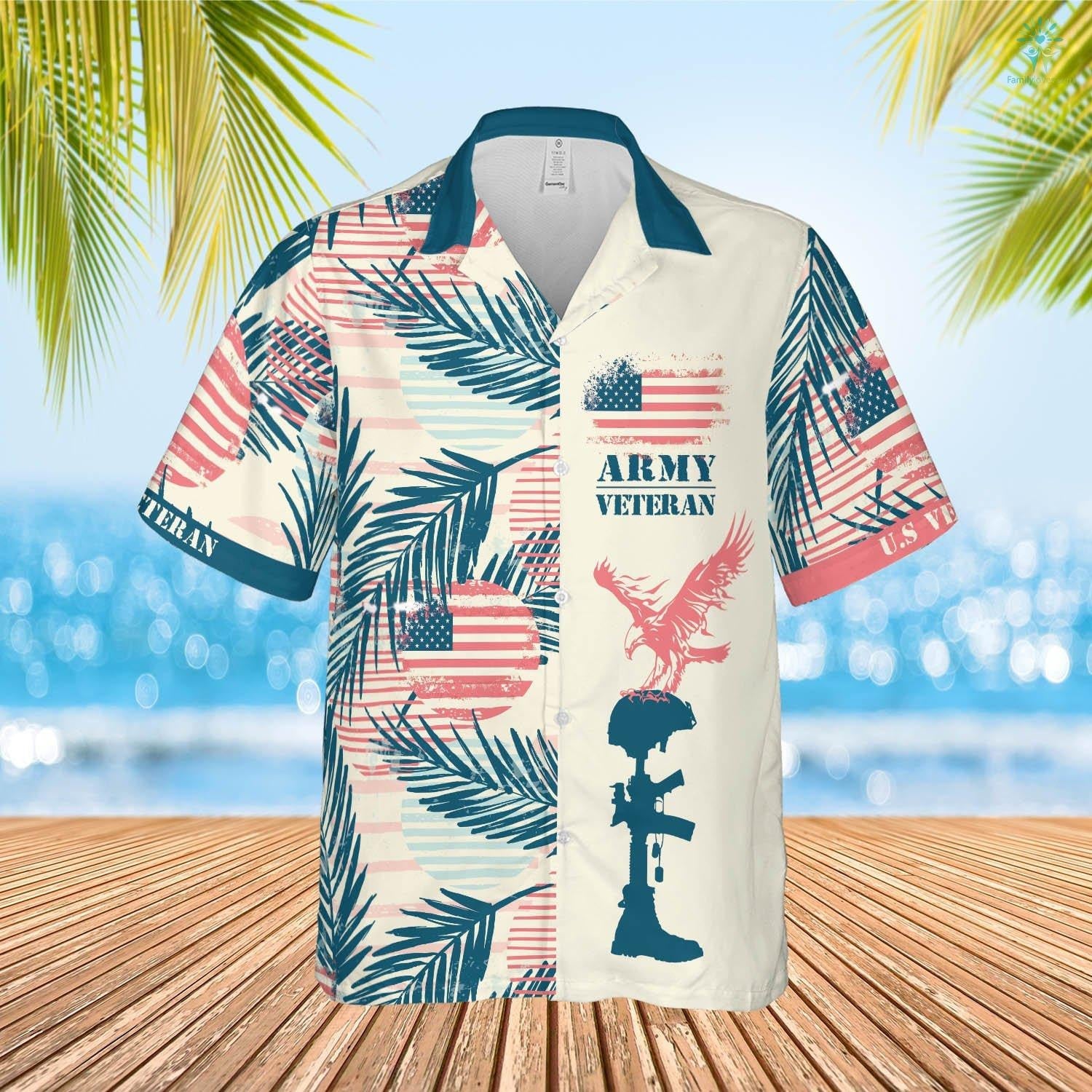 U.S Army Veteran Hawaiian Shirt Shirt Set Unisex - Gift For A Vetaran - Short Sleeve Hawaiian Shirt