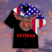 Firefighter Veteran American Eagle Aloha Hawaiian Shirts - Beachwear For Men - Hawaiian Shirts