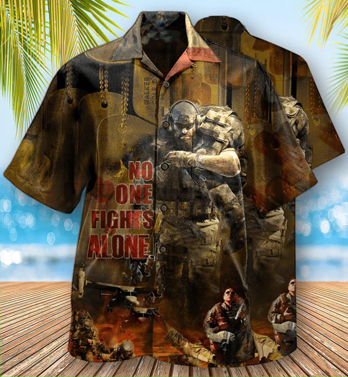 Veteran No One Fights Alone Classic Style Hawaiian Shirt - Beachwear For Men - Hawaiian Shirts