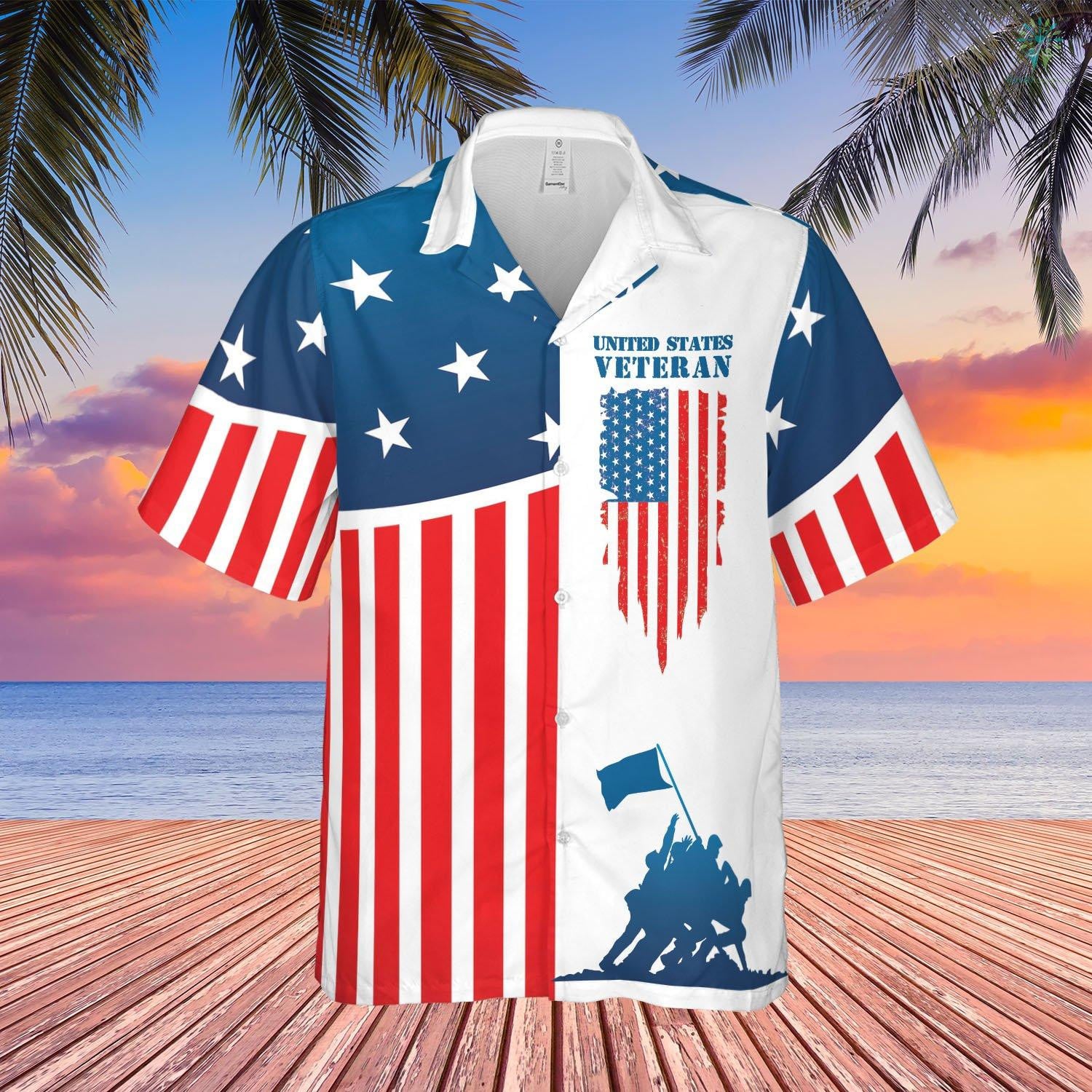 United States Veteran Hawaiian Shirt Shirt- Gift For A Vetaran - Short Sleeve Hawaiian Shirt