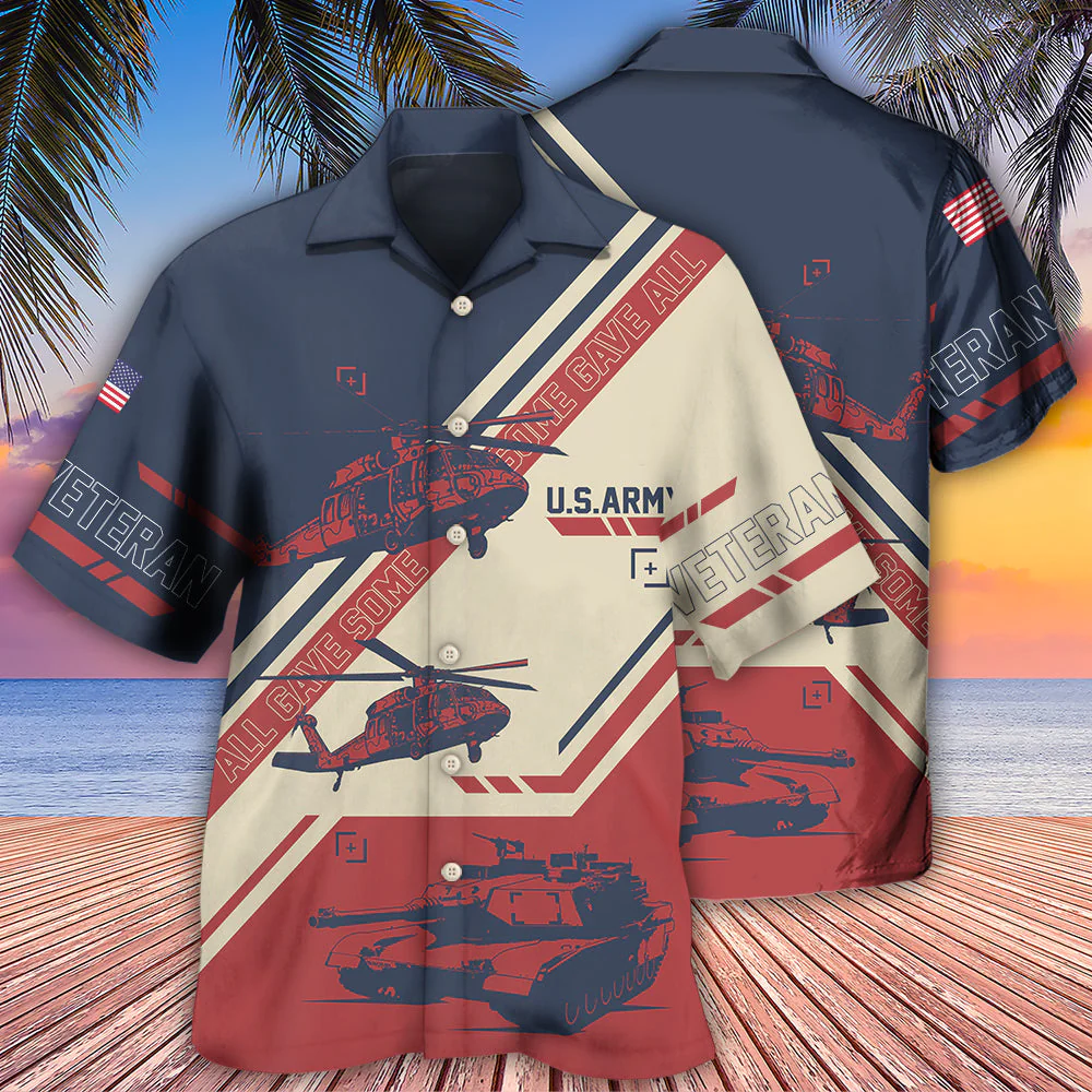 Veteran Us Army All Gave Some With Helicopterhawaiian Shirt - Beachwear For Men - Hawaiian Shirts
