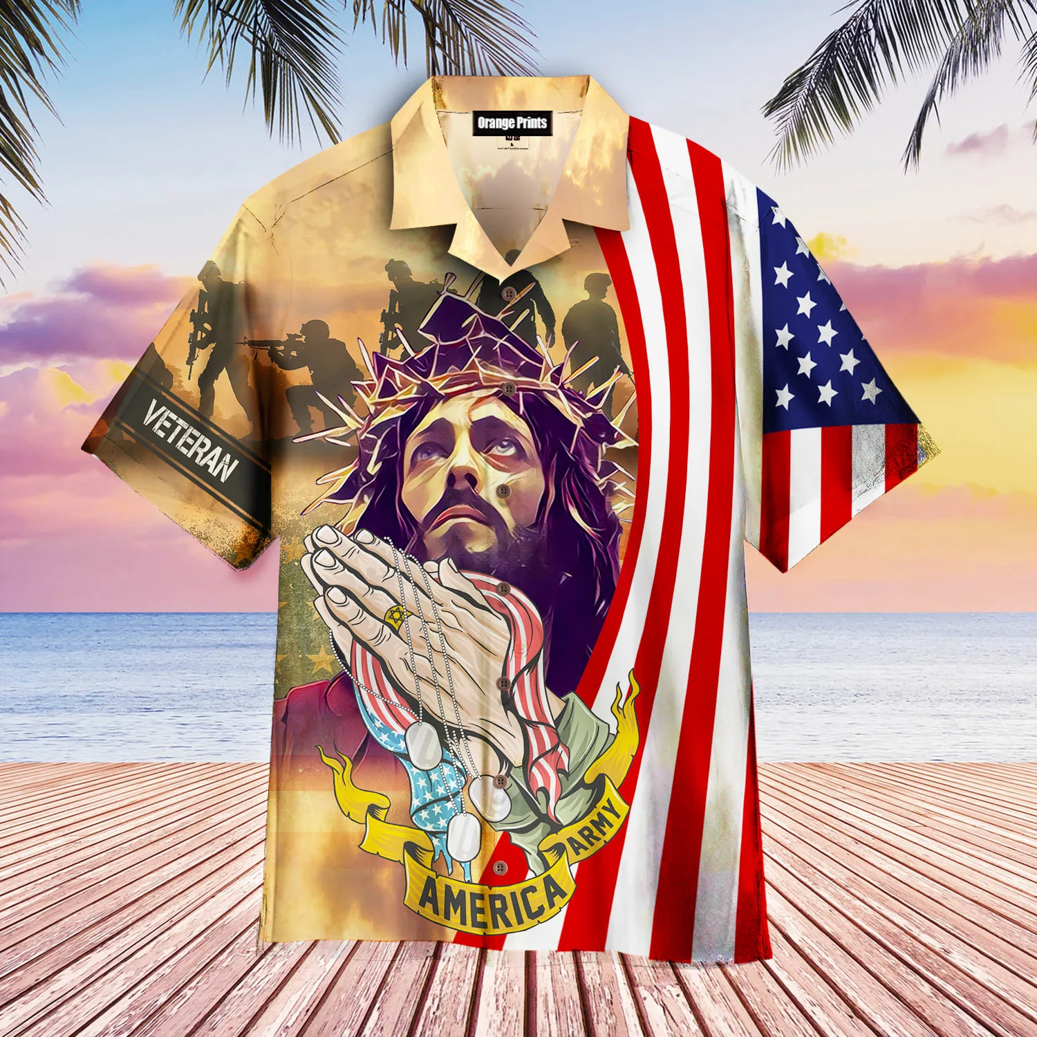 Memorial Day Jesus Bless For American Veteran Aloha Hawaiian Shirts - Beachwear For Men - Hawaiian Shirts